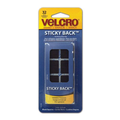 VELCRO Brand - Sticky Back 7/8-Inches Square Value Pack, 32-Sets, Black (90348)