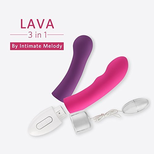 Intimate Melody® LAVA 3 in 1 G Spot Vibrator -H-Slot Tech, 2 Shaped Massage Sticks and 1 Silicone Bullet and 1 Handle - Heating Tech - Made of Medical Soft Silicone - 7 Stimulation Modes - Quiet Yet Strong Powerful Best Adult Toy for Men Women or Couples