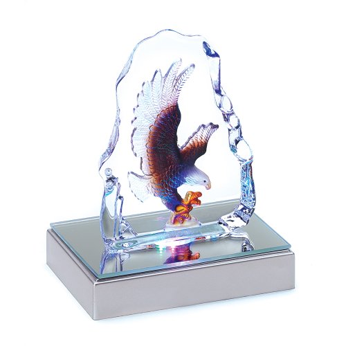 Gifts & Decor Bald Eagle Crystal Figurine Sculpture with LED Light