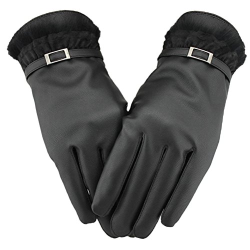 Nanxson(TM) screentouch PU leader women gloves cold weather glove black ST0001B