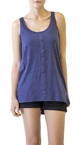 D&K Monarchy Cotton Tank Top Sleeveless Loose Fit Buttoned Navy Small