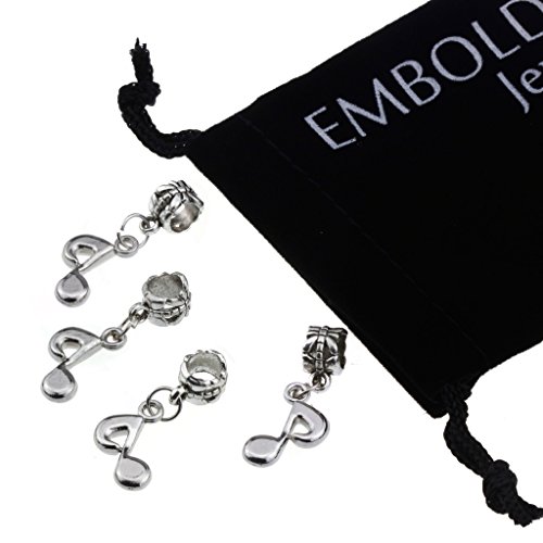 Silver Dangling Music Note Charms Large Hole Beads - Best Women and Girls Accessories for Jewelry Making