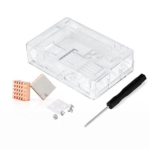 Aukru Clear Transparent Case with Pure Copper Heatsink for Raspberry Pi 2 Model B & Raspi B Plus