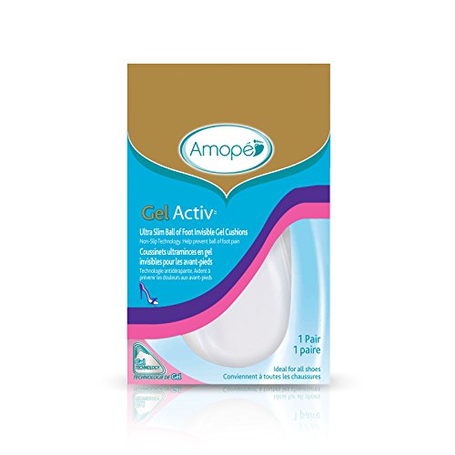 Amope Gel Activ Women's Shoe/Foot Insoles Ultra Slim Ball of Foot Non-Slip Invisible Gel Cushions