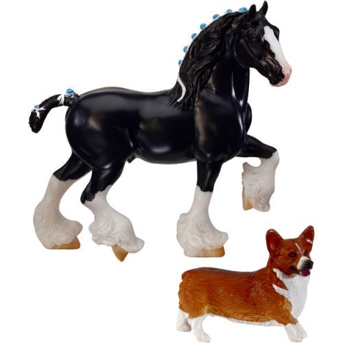 Breyer Traditional Shire Stallion & Corgi Dog (1:12 Scale)