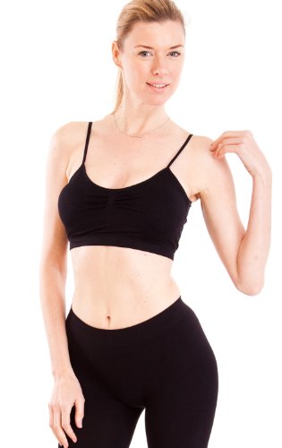Black Seamless Sports Bra Adjustable Strap Included Removable Bra Cups
