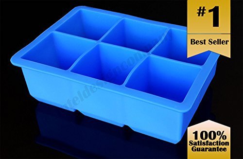 Premier Kitchen ~ Giant Whiskey Cubes, Silicone King Cube Ice Tray, Blue