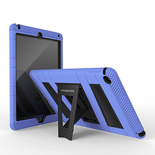 iPad Air 2 Case - MoKo [Kickstand] Durable Hybrid Silicone + Hard Polycarbonate Kid Proof Extreme Duty [Shock-Absorption] with Foldable Stand Protective Cover for iPad 6 9.7 Inch Tablet, BLUE