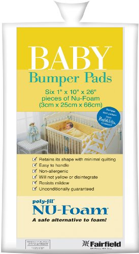 Fairfield NU-Foam Baby Bumper Pads, 1-Inch by 10-Inch by 26-Inch, White, 6 Pads