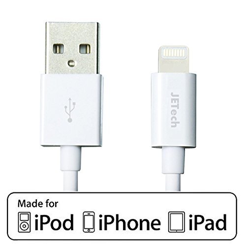 iPhone 5s Cable, JETech APPLE CERTIFIED USB Sync and Charging Lightning Cable for iPhone 6/6 Plus/5/5S/5C, iPad 4, iPad Air, iPad Mini (White) - 0450