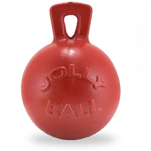 Jolly Pets Tug-n-Toss - Heavy Duty Chew Ball w/ Handle (Red, 4.5)