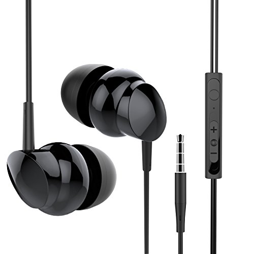 Wotmic Earphones In-Ear Headphones Wired Earbuds for Running Stereo Headphones with Microphone Black