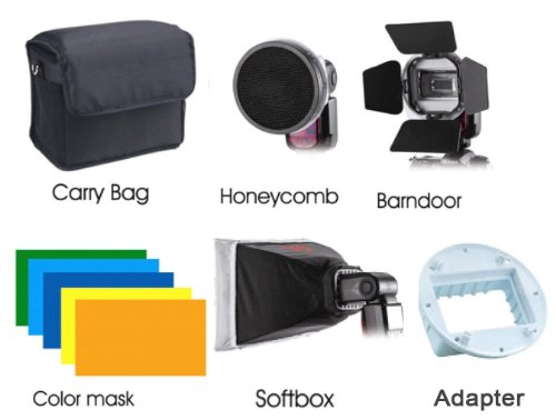 Barndoor, Softbox, Honeycomb, Gels for Speedlight Flash Canon 580EX