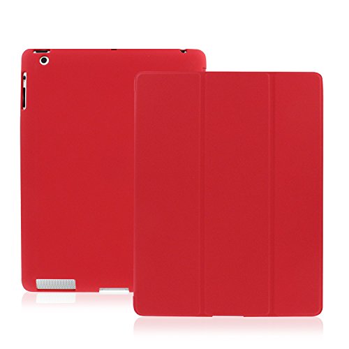 KHOMO - DUAL Case - Super Slim Red Cover with Rubberized back and Smart Feature (Built-in magnet for sleep / wake feature) For Apple iPad 2 iPad 3 & iPad 4