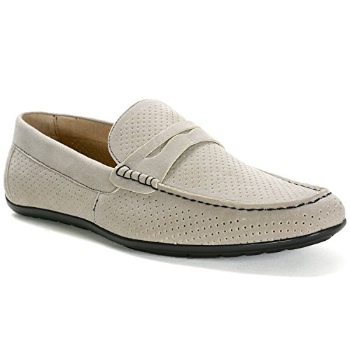 Alpine Swiss St. Moritz Men's Perforated Driving Moccasins Gray 12