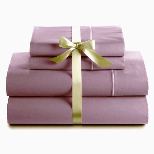 500 Thread Count 100% Egyptian Cotton Luxury Deep Pocket Sheet Set (Queen, Purple)