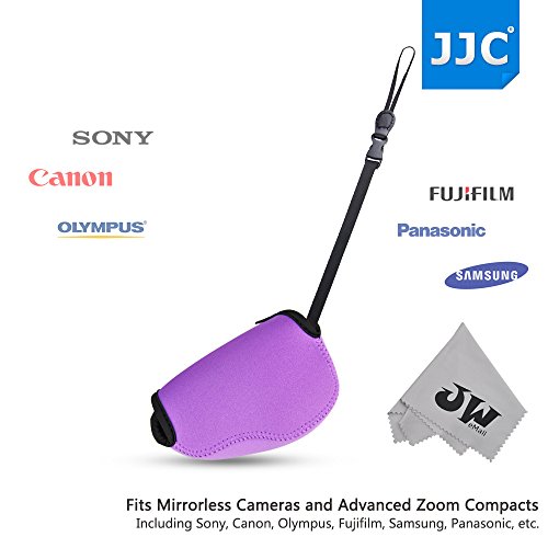 JW Ultra Light Neoprene Purple Camera Case Bag for Sony A6300 A6000 A5000 A5100+16-50mm (SELP1650) Lens Fujifilm X-M1 X-T10+18mm Lens Fujifilm X30 X70+JW Cleaning Cloth