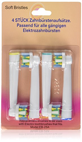 Electric Toothbrush Heads - Set of 4 - Comparable to Braun Oral B Professional Floss Action Replacement Brush Head - Small Pulse Bristles Provide a Floss-like Clean - Sensitive Teeth - Deep Cleaning - High Quality and Affordable