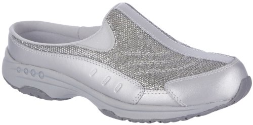 Easy Spirit Women's Traveltime Mule, Silver Leather, 8 M US