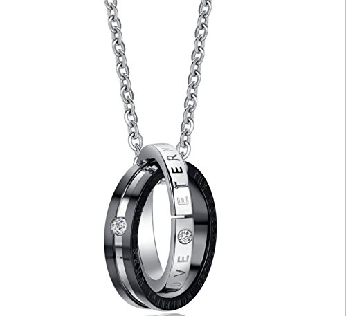 Handmade Stainless Diamond Double Ring Men's Titanium Necklace Chain
