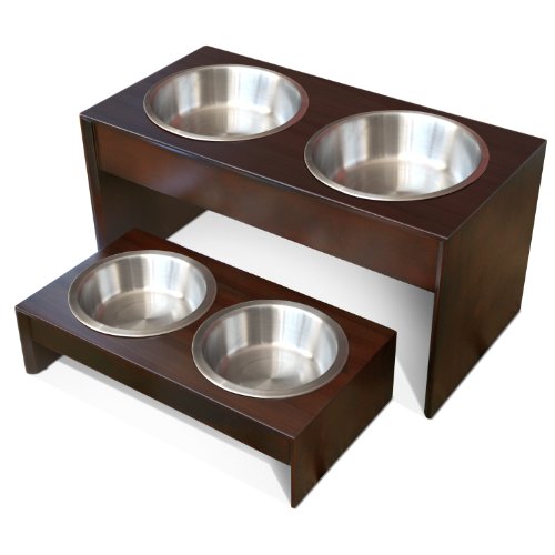 PetFusion Elevated Pet Bowl Holder in Solid Pine