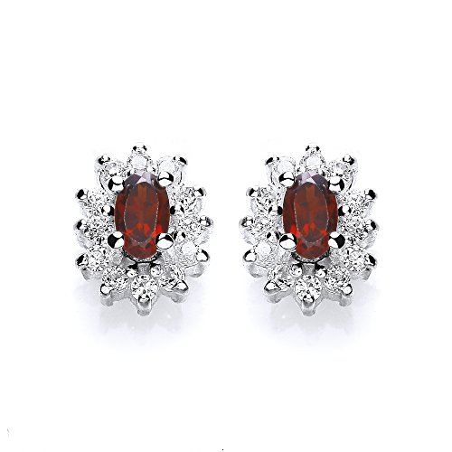 Tower Jewellery Garnet And Cubic Zirconia Cluster Stud Earrings