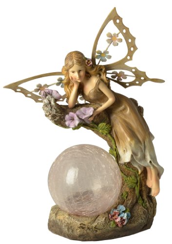 Moonrays 91352 Solar Powered Garden Fairy with Glowing Globe