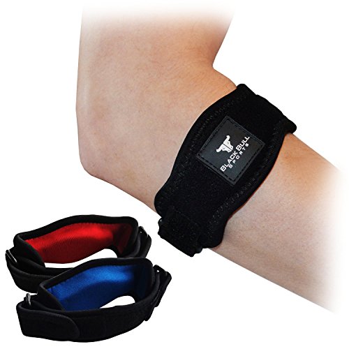2-Pack Tennis Elbow Brace with Gel Compression Pad - Forearm Tennis & Golfer's Elbow Relief Strap Brace - Relieves Tendonitis and Forearm Pain - 2 Support Braces, Bonus Sweat Wrist Band and E-book