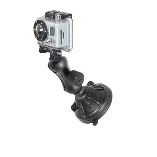 Rugged Suction Cup Windshield Flat Surface Mount with Custom GoPro Hero Adapter