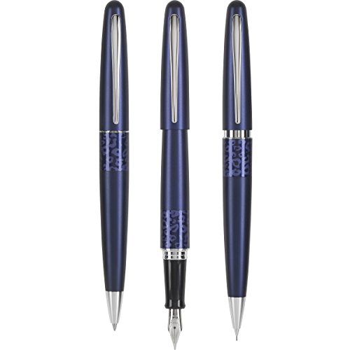 Pilot MR Animal Collection Fountain, Ball Point and Pencil Gift Set, Matte Plum with Leopard Accents (91241)