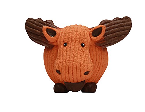 HuggleHounds Extremely Durable and Squeaky Ruff-Tex Moose Knottie, Large, Orange