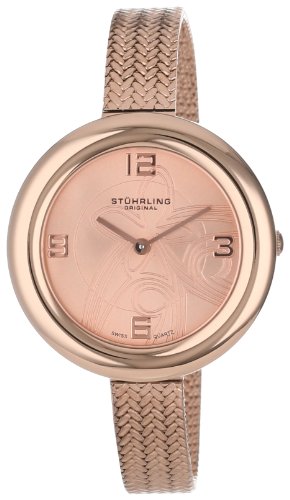 Stuhrling Original Women's 506.124414 Leisure Soiree Deauville Swiss Quartz Ultra Slim Rose Tone Mesh Strap Watch