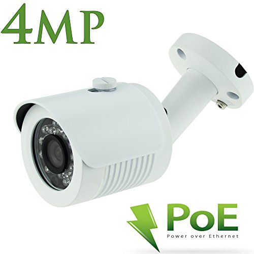 Outdoor POE IP Security Camera-4mp HD IP Bullet Camera - IP66 Waterproof - Wide Angle with 3.6mm lens- 24 LEDs For Clear 65 Feet Night Vision-Alptop