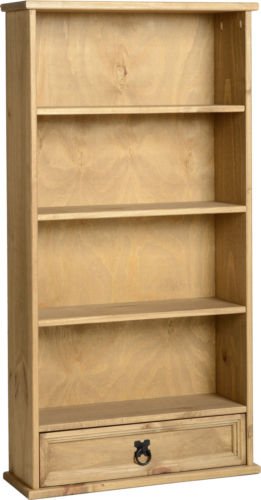 Corona mexican style 1 Drawer 4 SHELF DVD Rack in Distressed Waxed Pine
