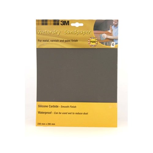 3M P600 230mm x 280mm Wetordry Ultra Fine Sandpaper Sheets - (Pack of 1)