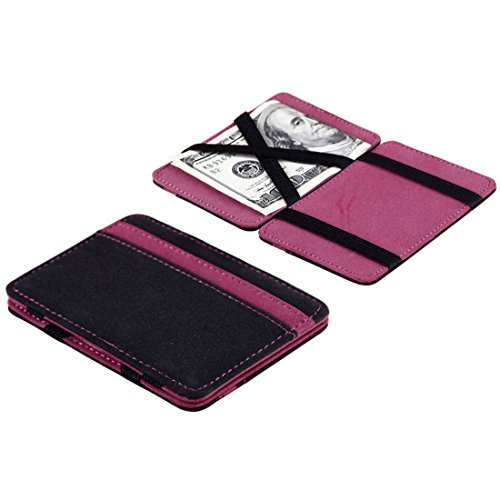 Coromose Mini Neutral Grind Magic Bifold Leather Wallet Card Holder Wallet Purse (Purple)