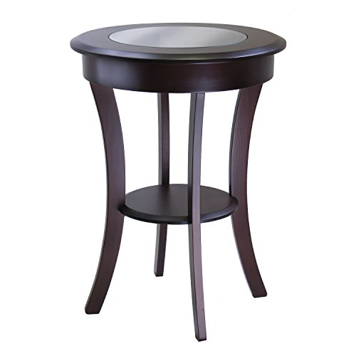 Winsome Wood Cassie Accent Table with Glass Top, Cappuccino Finish