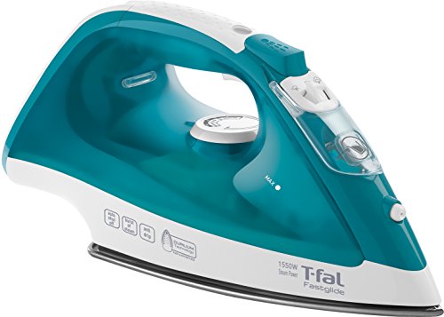T-fal FV1565U0 Fastglide Non-Stick and Scratch Resistant Durilium Ceramic Soleplate Steam Iron with Anti-Drip and Auto-off System, 1550-Watt, Turquoise