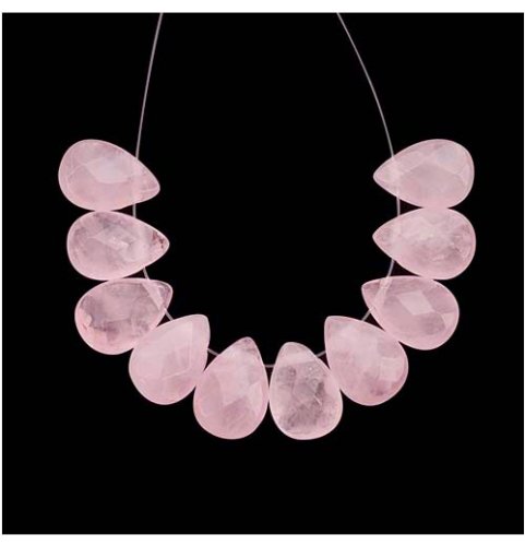 Rose Quartz Gemstone Beads Faceted Briolettes 10mmX16mm (4 Beads)