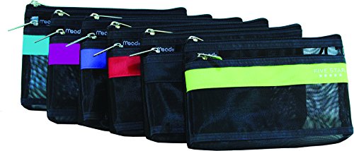 Five Star Mesh Zipper Pencil Pouch, 5-1/2 X 8 Inches, Colors may vary (50053)