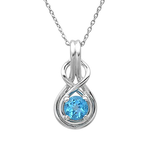 Swiss Blue Topaz Infinity Love Knot Pendant-Necklace in Sterling Silver (1ct tw)