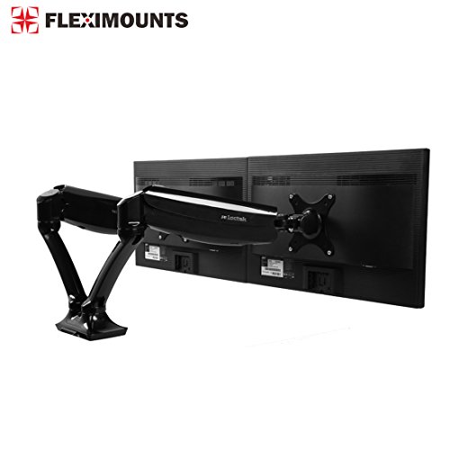 Fleximounts Full Motion Gas Spring Dual Arms Desk Mount Fits Most 10-27 Dell AOC LCD Computer Monitor (M06)