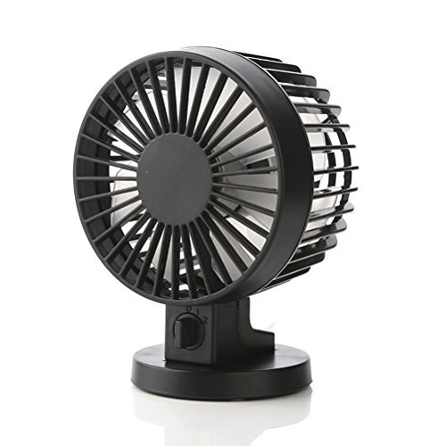 LingsFire® USB Powered 2-Mode Speed Adjustable Double Blades Mini Desk Fan Portable Ultra-Quiet Cooling Fan for PC Laptop Notebook Power Bank (Black)