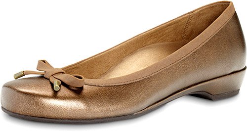 Vionic with Orthaheel Technology Womens Olivia Ballet Flat Bronze Wide Size 7.5