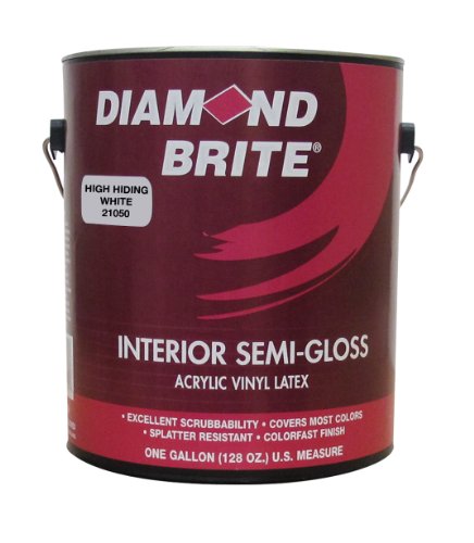Diamond Brite Paint 21050 1-Gallon Semi Gloss Latex Paint High Hiding White