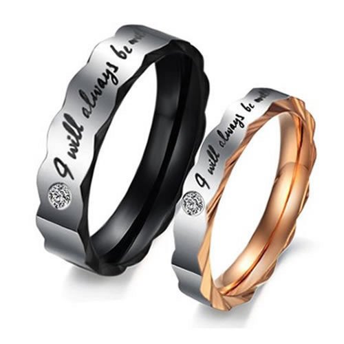 KONOV Stainless Steel Love I Will Always Be with You Couples Promise Ring Mens Womens Wedding Bands