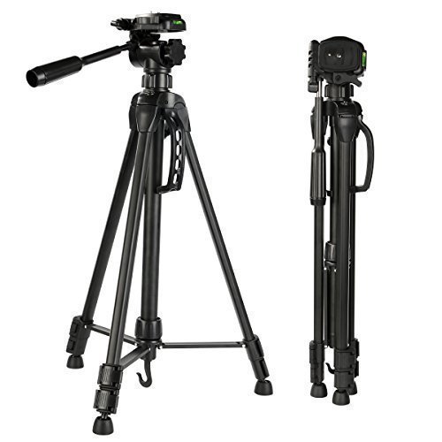 K&F Concept Tripod Lightweight Aluminum Alloy Portable Camera Tripod with 3-Way Head + 3 Sections + 3KG Load Capacity with Quick Release Plate for Gopro Canon Nikon Sony Fujifilm Pentax Olympus Panasonic Sigma DSLR Cameras Black 60 TL2023