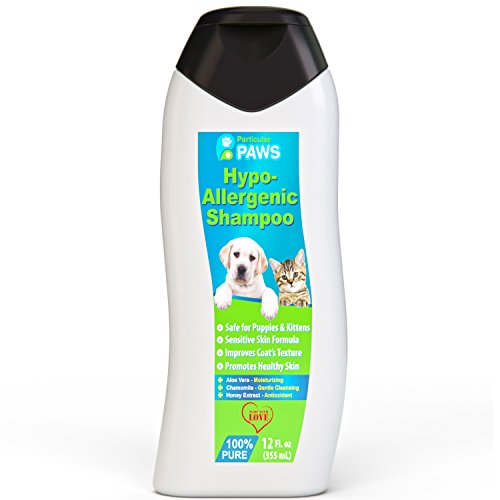Hypoallergenic Dog and Cat Shampoo - All Natural with Aloe Vera, Chamomile & Rosemary for Sensitive and Young Skin - 12oz
