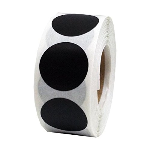1 Round Black Color Code Dot Stickers - 1,000 Circle Labels Per Roll