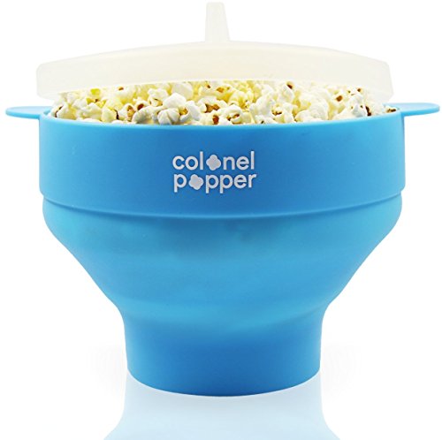 Popcorn Maker by Colonel Popper - New Popcorn Popper makes healthy microwave popcorn in minutes, Highest Quality Silicone Collapsible Design, Dishwasher Safe, 100% Lifetime Warranty